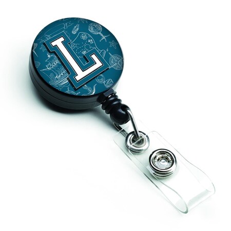 Carolines Treasures Letter L Sea Doodles Initial Alphabet Retractable Badge Reel CJ2014-LBR